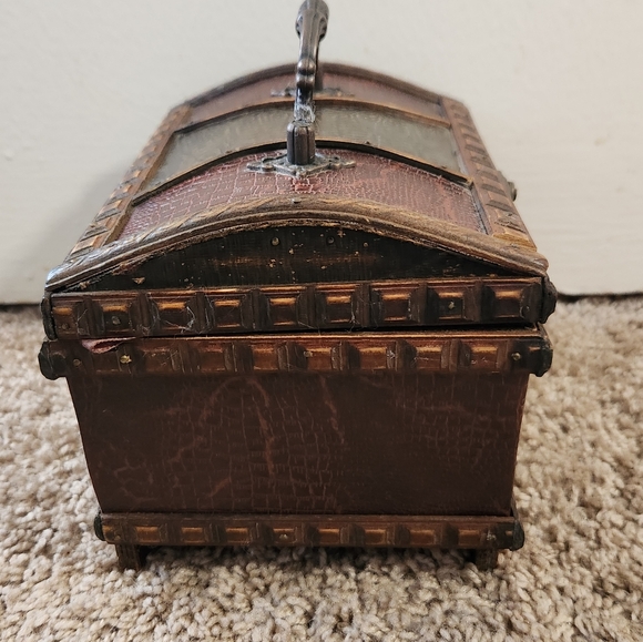 Vintage Wooden Treasure Chest Box with Brass Accents - Rustic Home Decor - Picture 3 of 10
